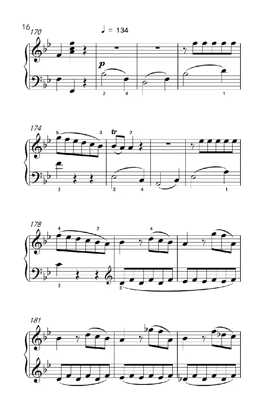 第七级1.♭B大调奏鸣曲 第一乐章 K.570(中央音乐学院 钢琴(业余)考级教程 7-9级)