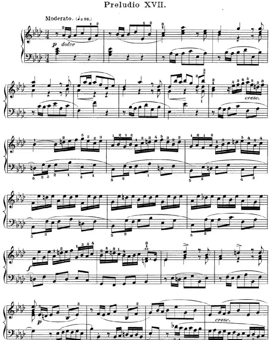 巴赫《平均律钢琴曲集·第一卷》之前奏曲（NO.17）