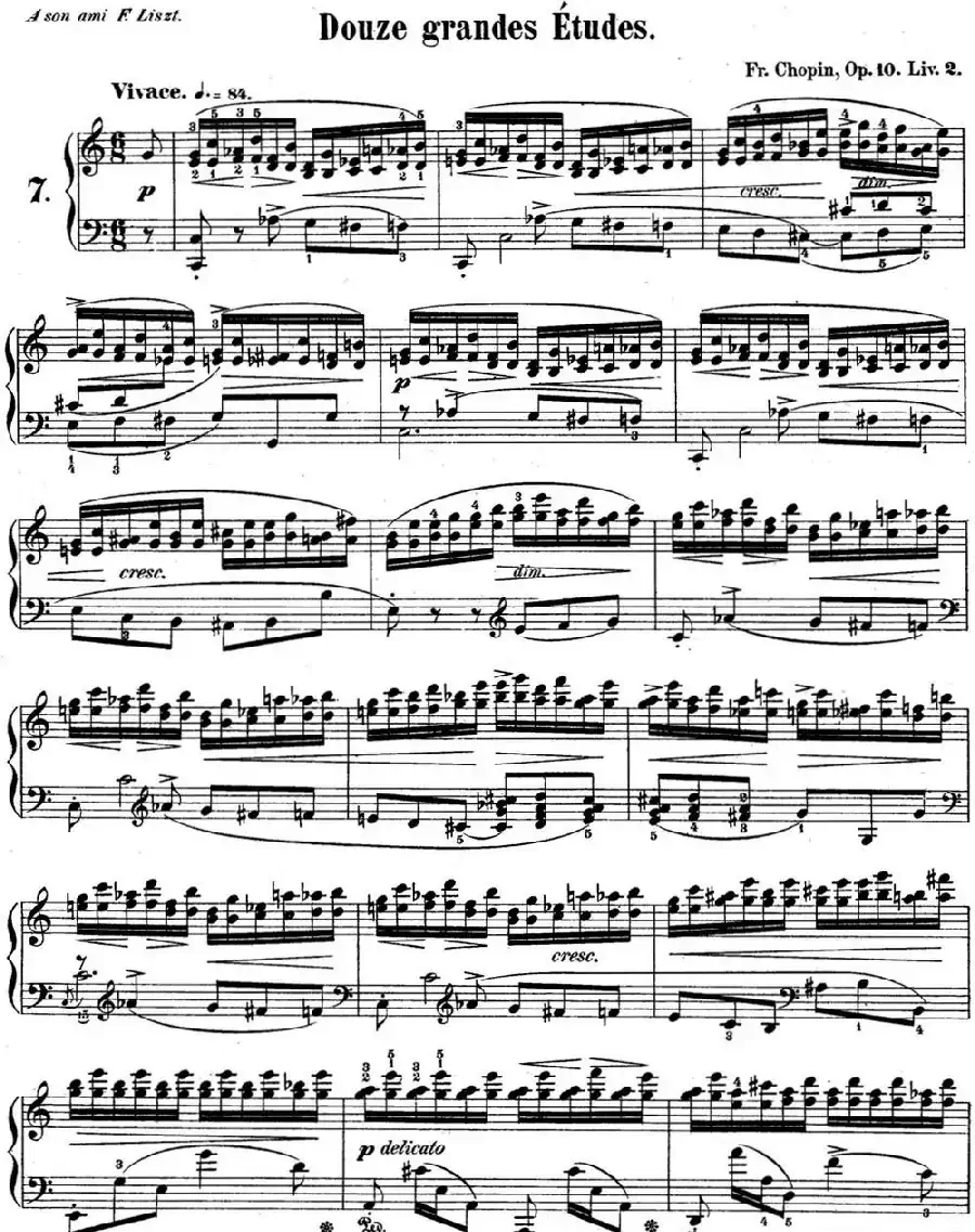 肖邦练习曲7 Op.10 No.7 C大调 C major