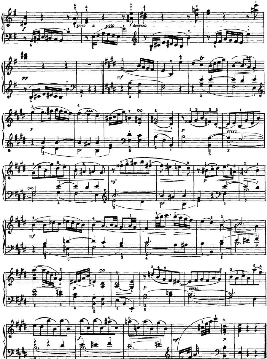 海顿 钢琴奏鸣曲 Hob XVI 22 in E major