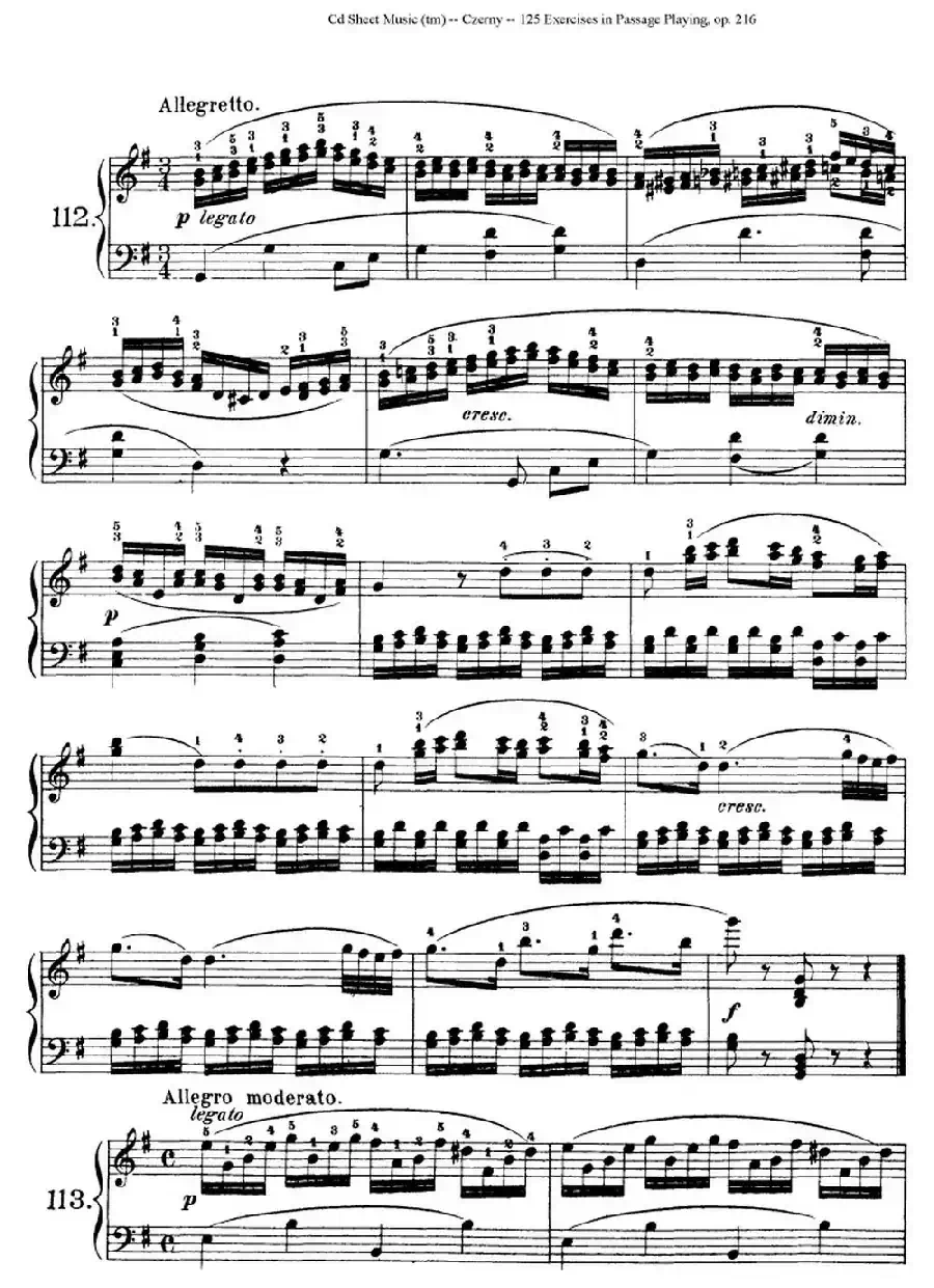 125 Exercises in Passage Playing Op.261（车尔尼125首钢琴短乐句练习曲（112——125））
