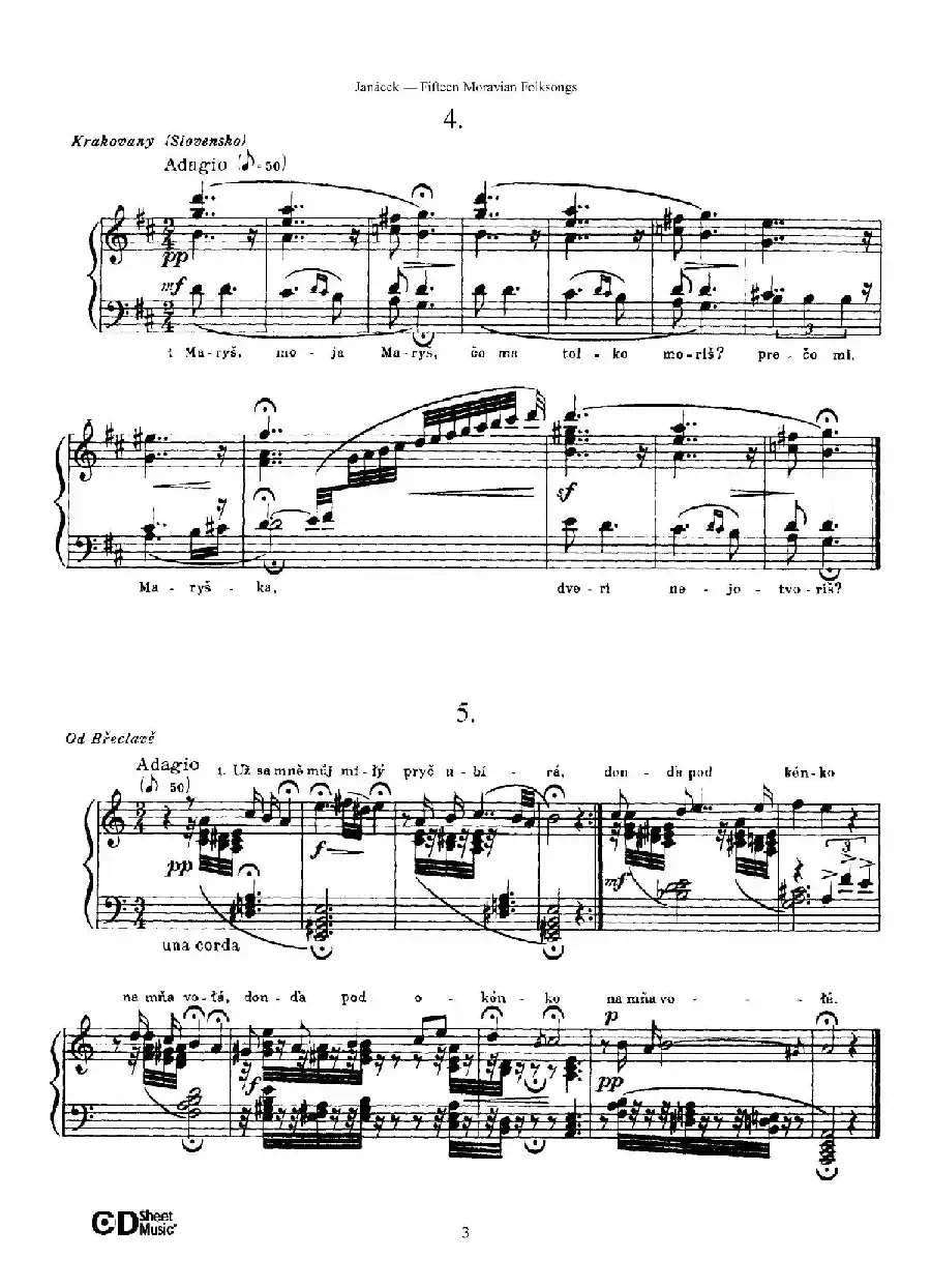 Moravian Folksong（15首摩拉维亚民歌集）