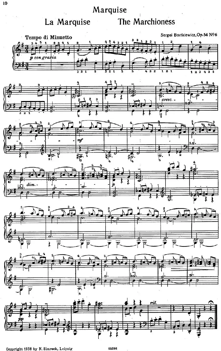 9首简易小品“玩偶” （9 Easy Pieces Op.54）（6）