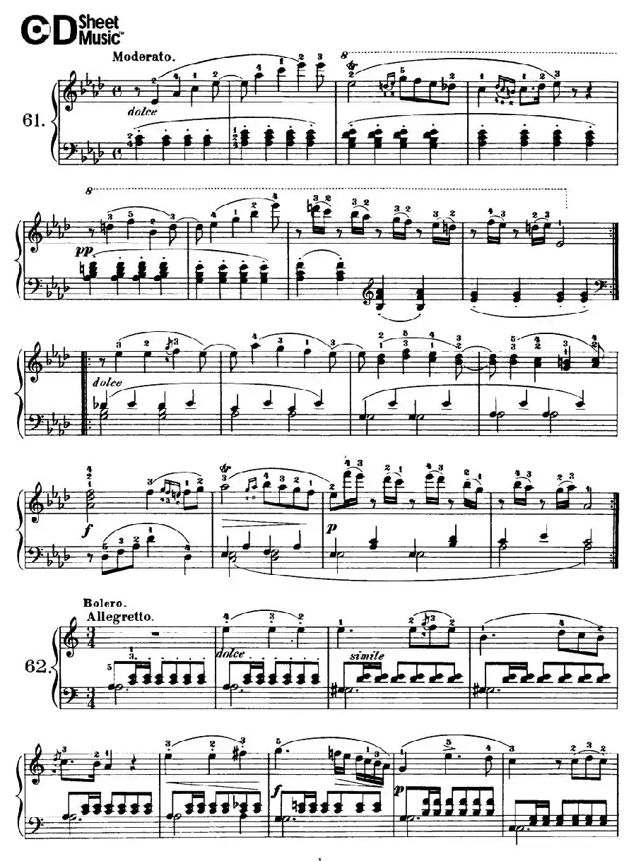 One Hundred and Ten Easy and Progressive Exercises Op.453（车尔尼110首简易练习曲 61——71）