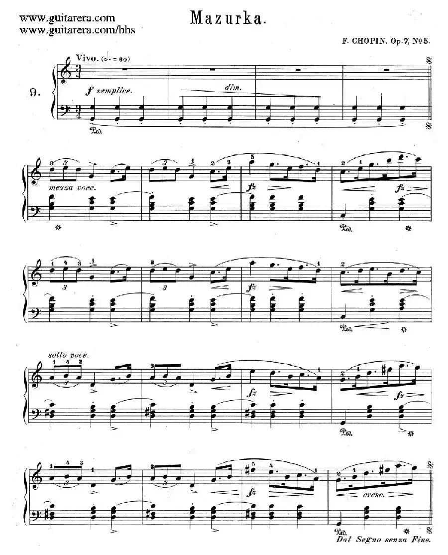  Mazurkas Op.7（5首玛祖卡舞曲·5）