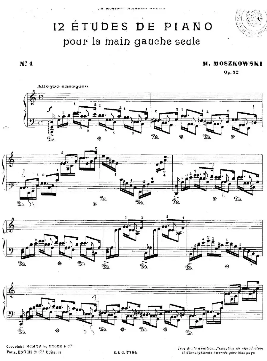 12 Etudes For The Left Hand Op.92 No.1（12首为左手而作的钢琴练习曲）
