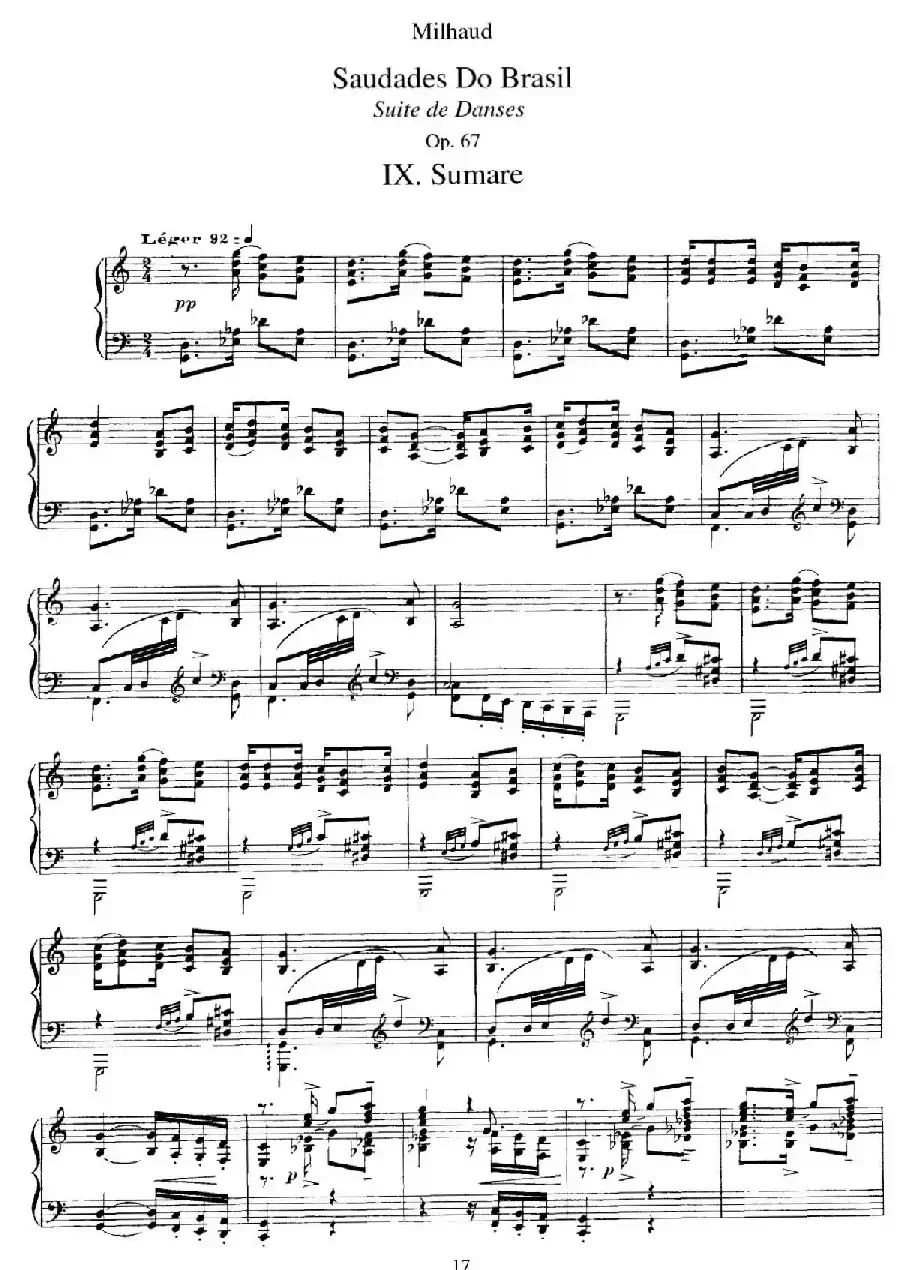 Saudados do Brasil Op.67（巴西回忆·Ⅸ）