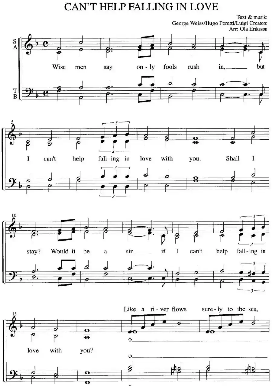 Can't help falling in love（四重奏）
