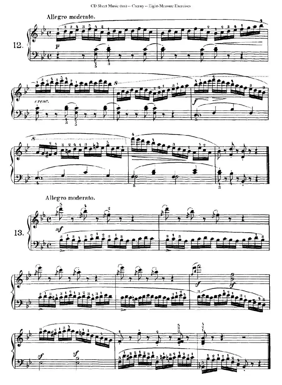 160 Eight- Measure Exercises.Op.821（车尔尼160首钢琴八小节练习曲（1——18））