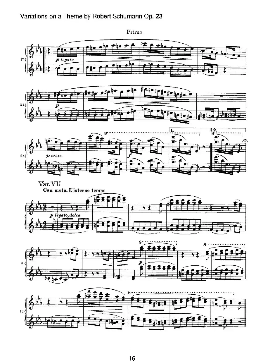 ​Variations on a Theme by Robert Schumann Op.23（舒曼主题变奏曲）（四手联弹）