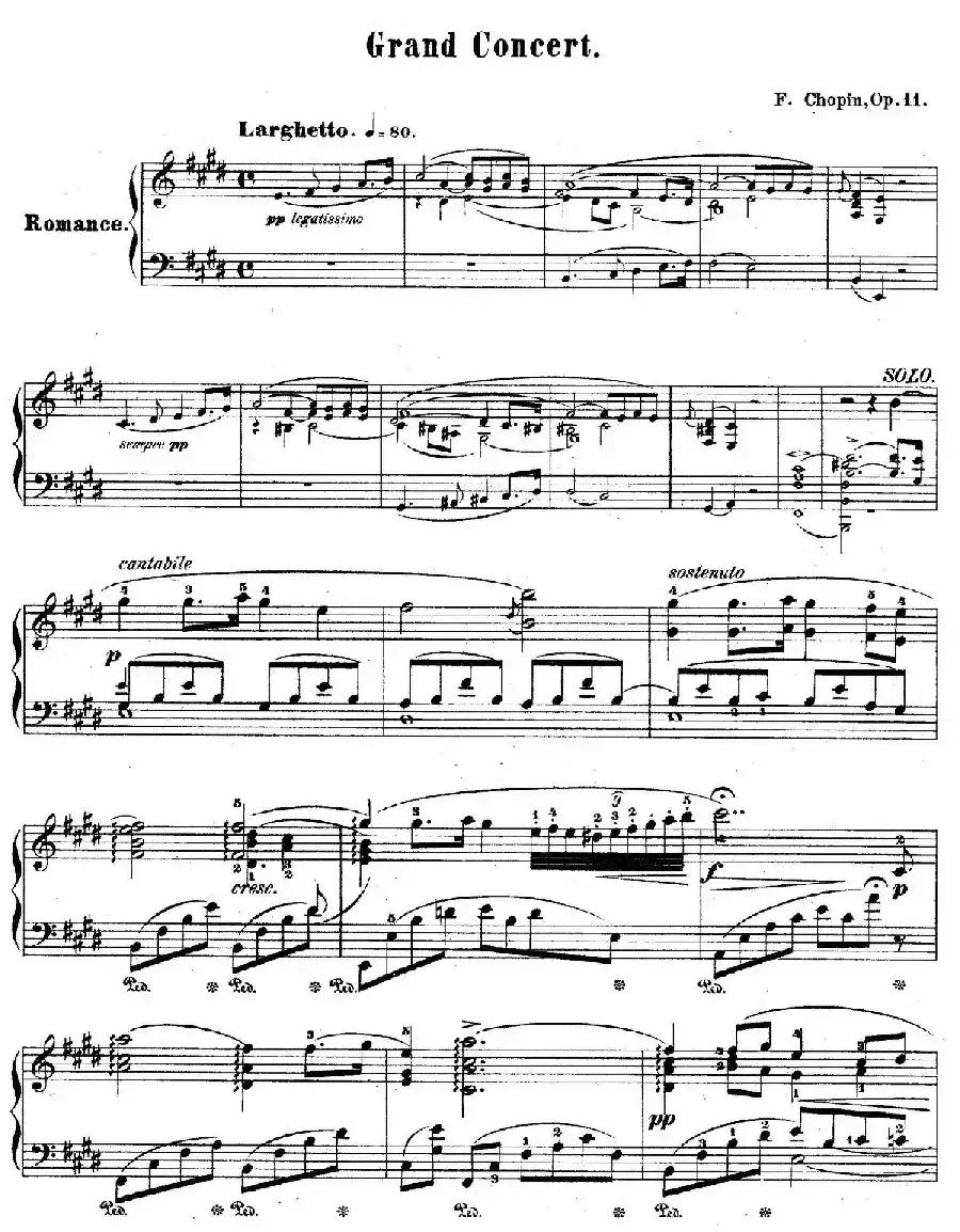 e小调第一钢琴协奏曲 Op.11（钢琴独奏版·第二乐章）