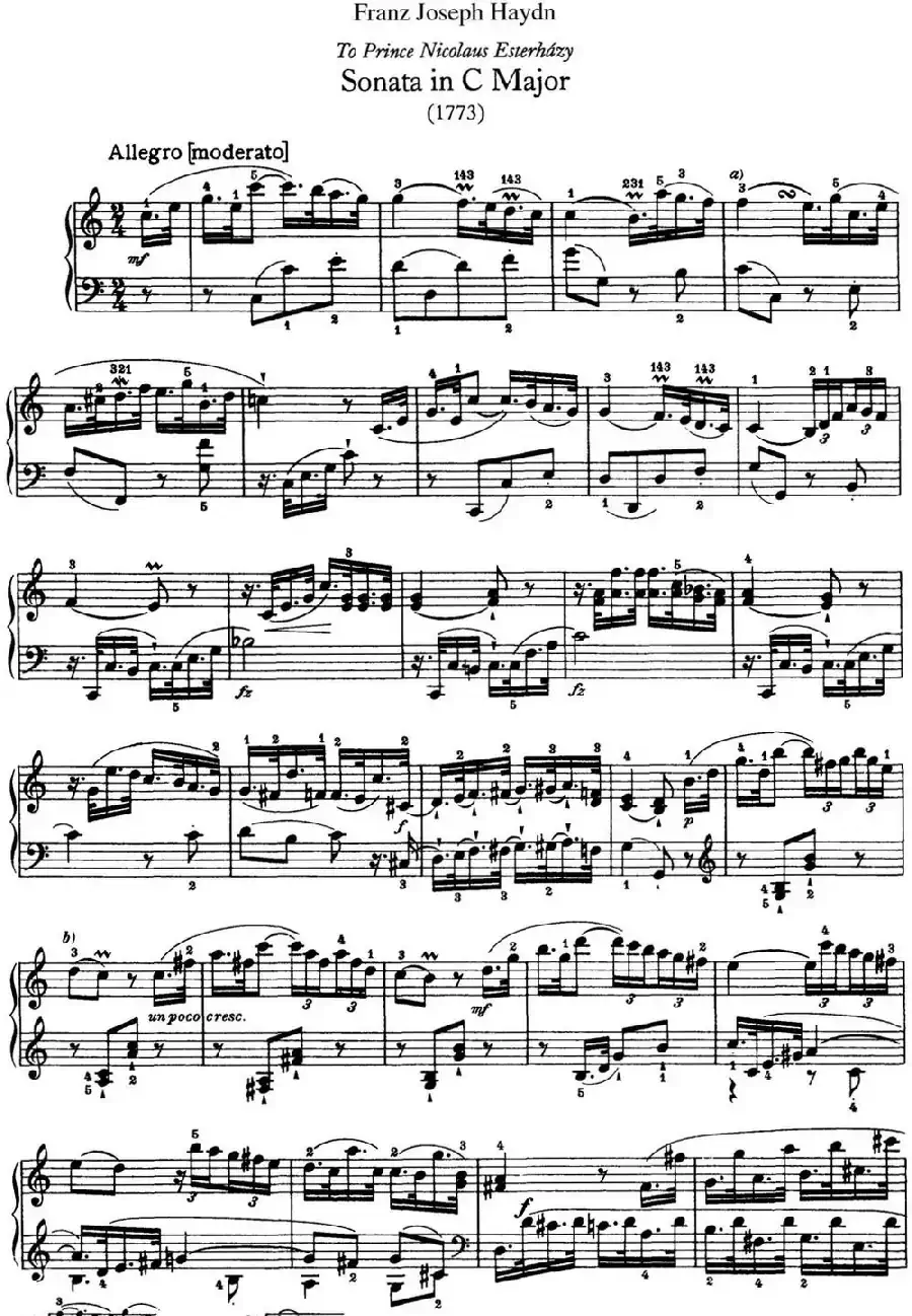 海顿 钢琴奏鸣曲 Hob XVI 21 in C major