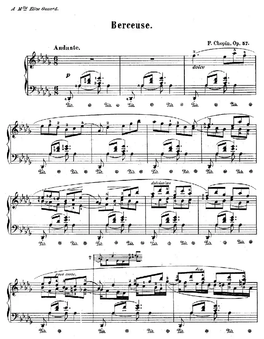 Berceuse in D-flat Major Op.57（降D大调摇篮曲）