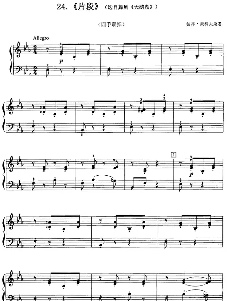 片段(选自舞剧《天鹅湖》、四手联弹)
