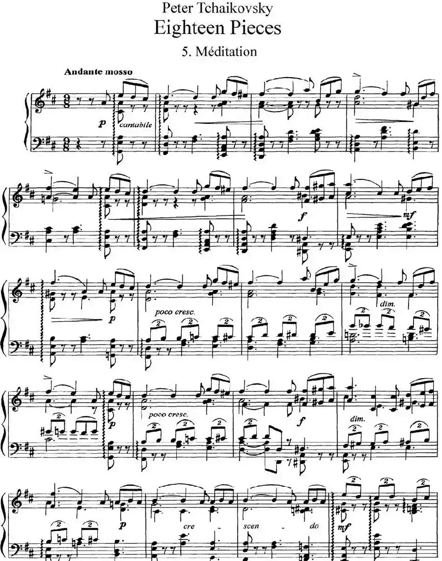 柴可夫斯基18首钢琴小品Op.72（5.Meditation）