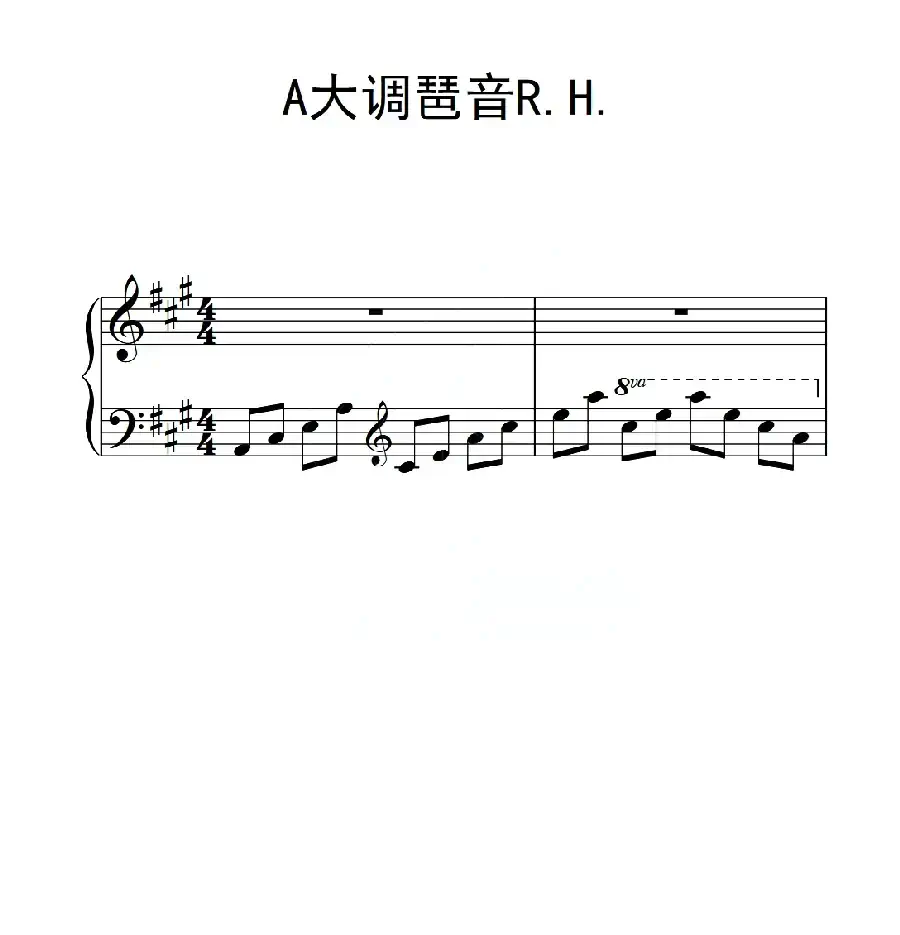 第三级 A大调琶音R H（中国音乐学院钢琴考级作品1~6级）