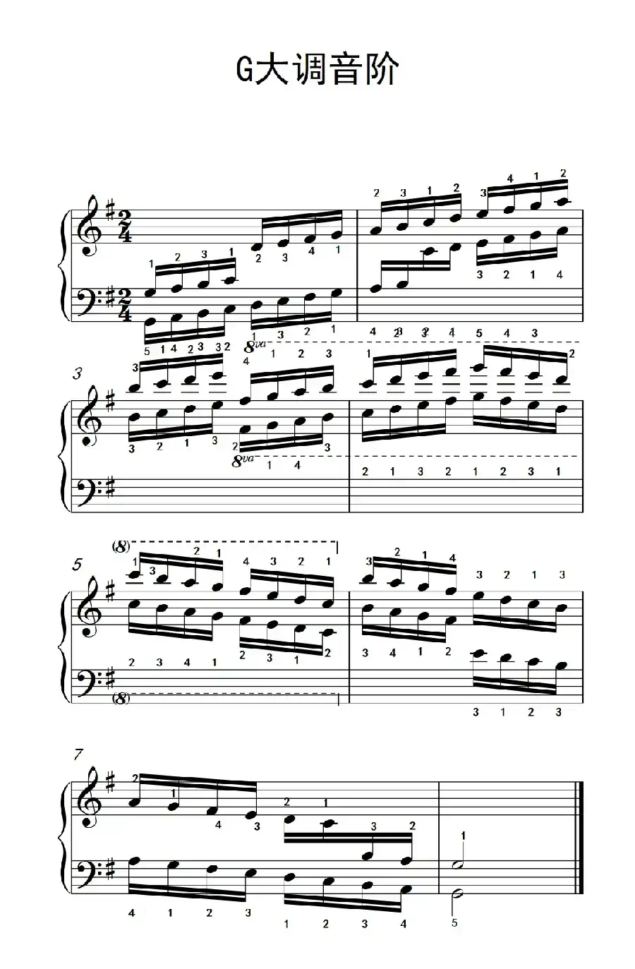 第四级 3.G大调音阶(中央音乐学院 钢琴(业余)考级教程 4-6级)