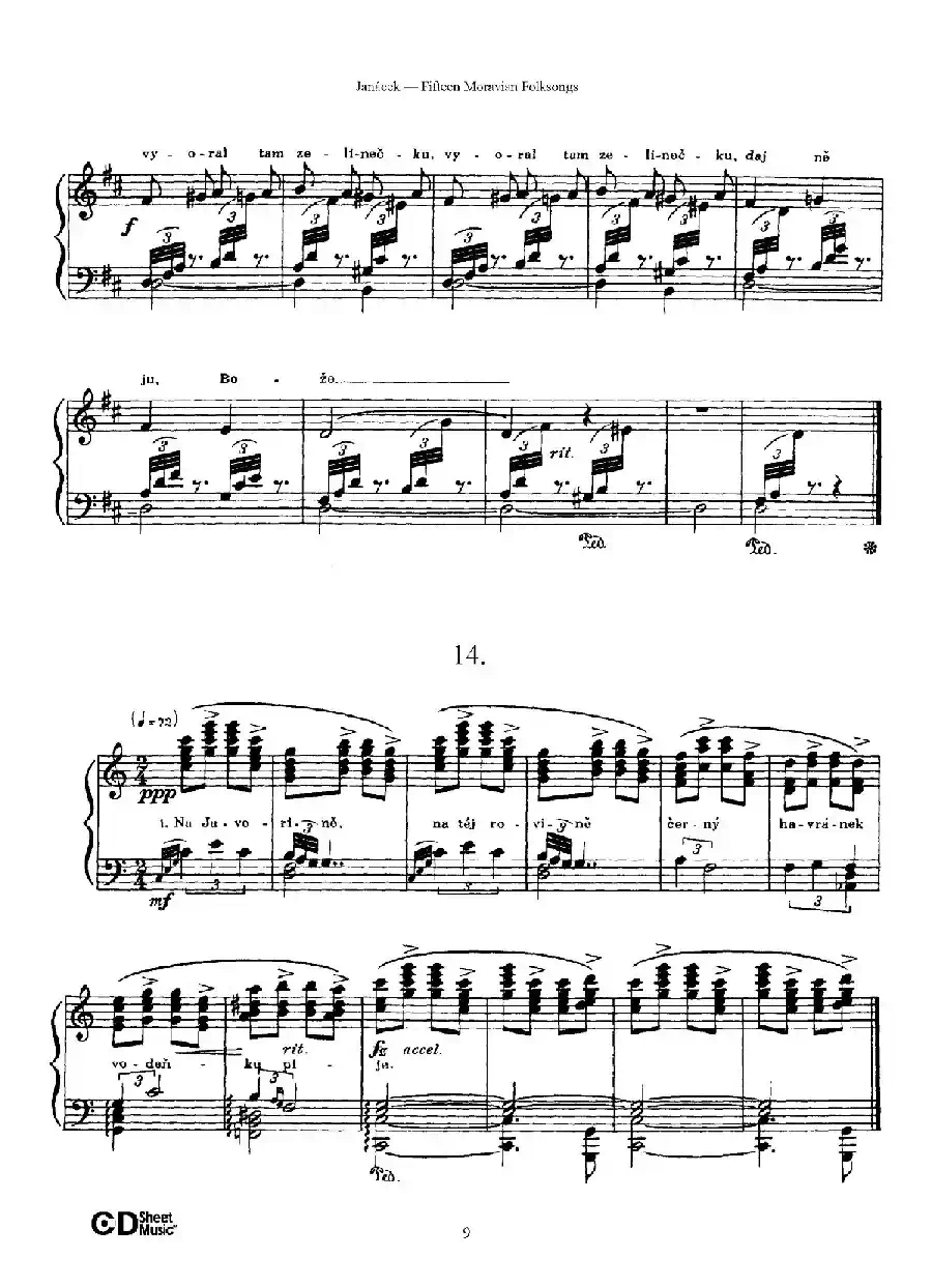 Moravian Folksong（15首摩拉维亚民歌集）