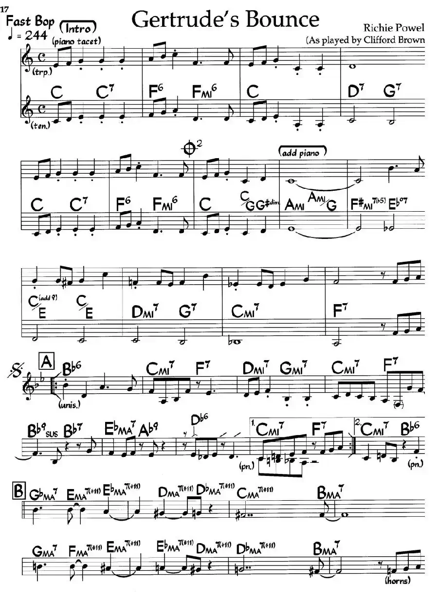 Gertrude's Bounce(爵士钢琴曲)