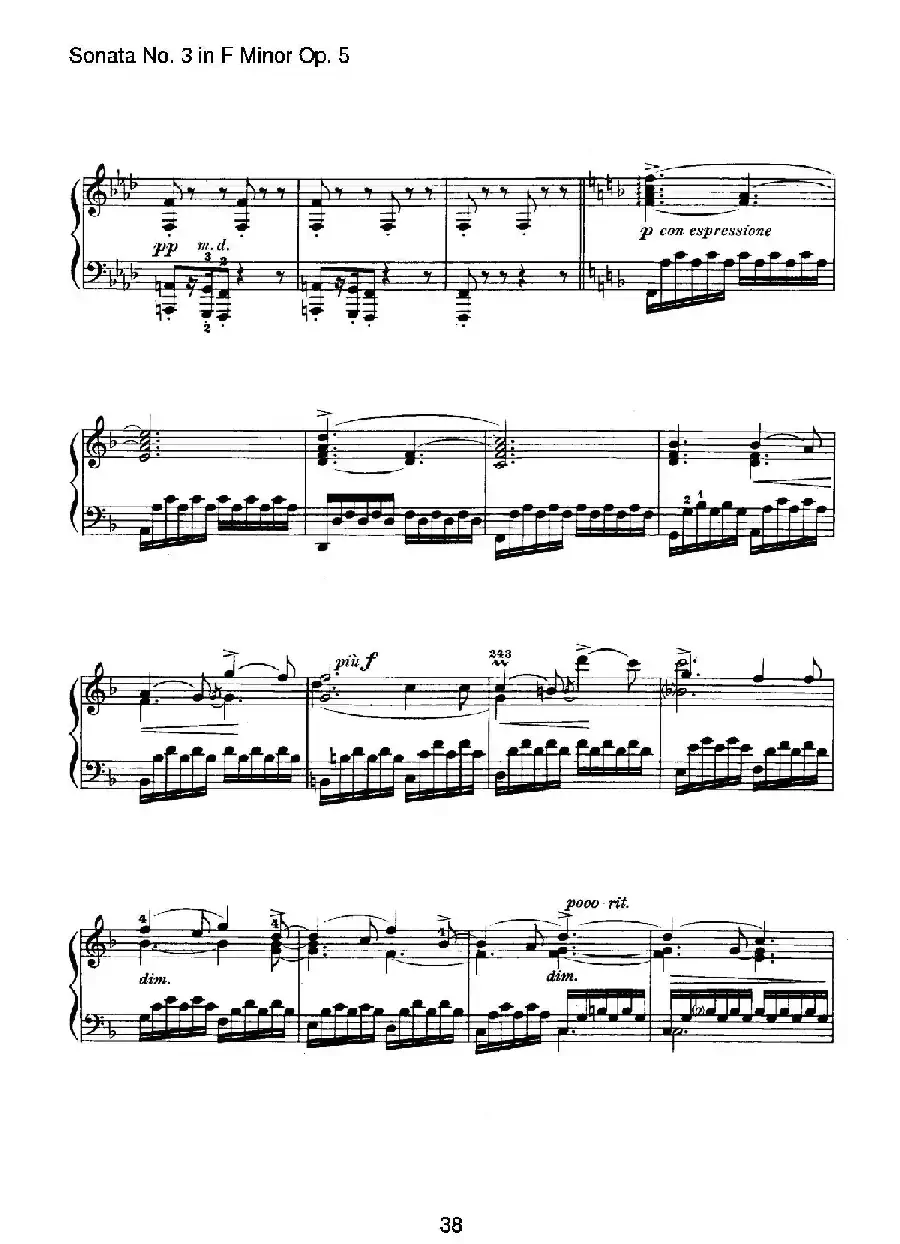 Piano Sonata No.3 in f Minor Op.5（f小调第三钢琴奏鸣曲）