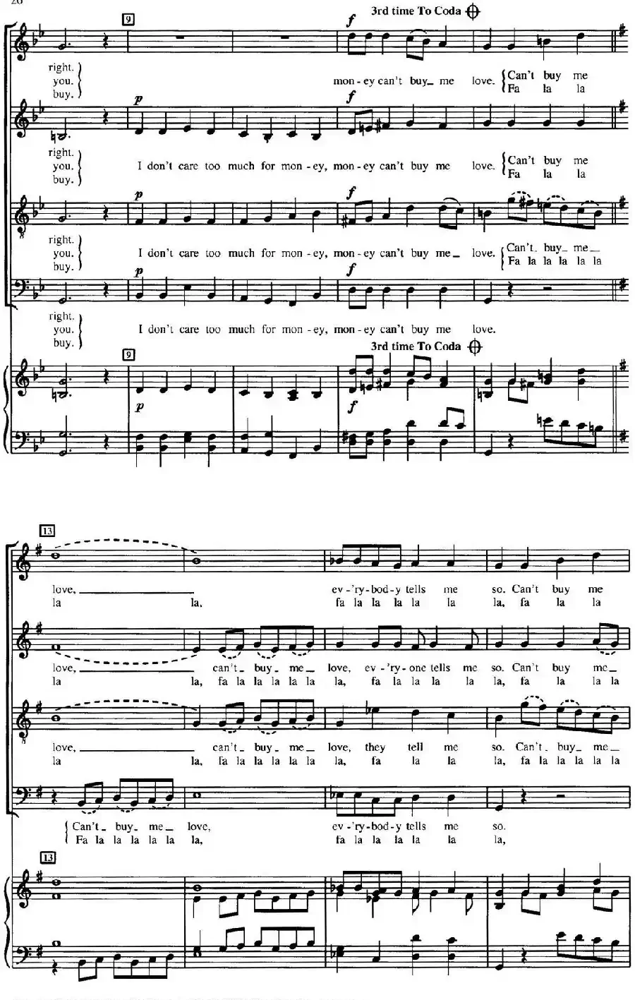Can't buy me love（四重奏）