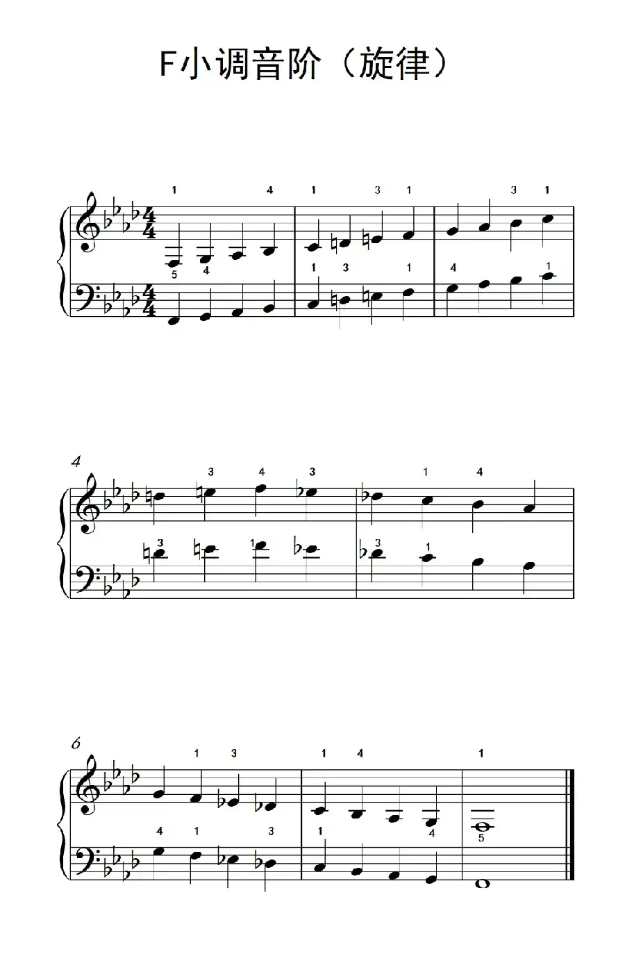 F小调音阶（旋律）（孩子们的钢琴音阶、和弦与琶音 2）