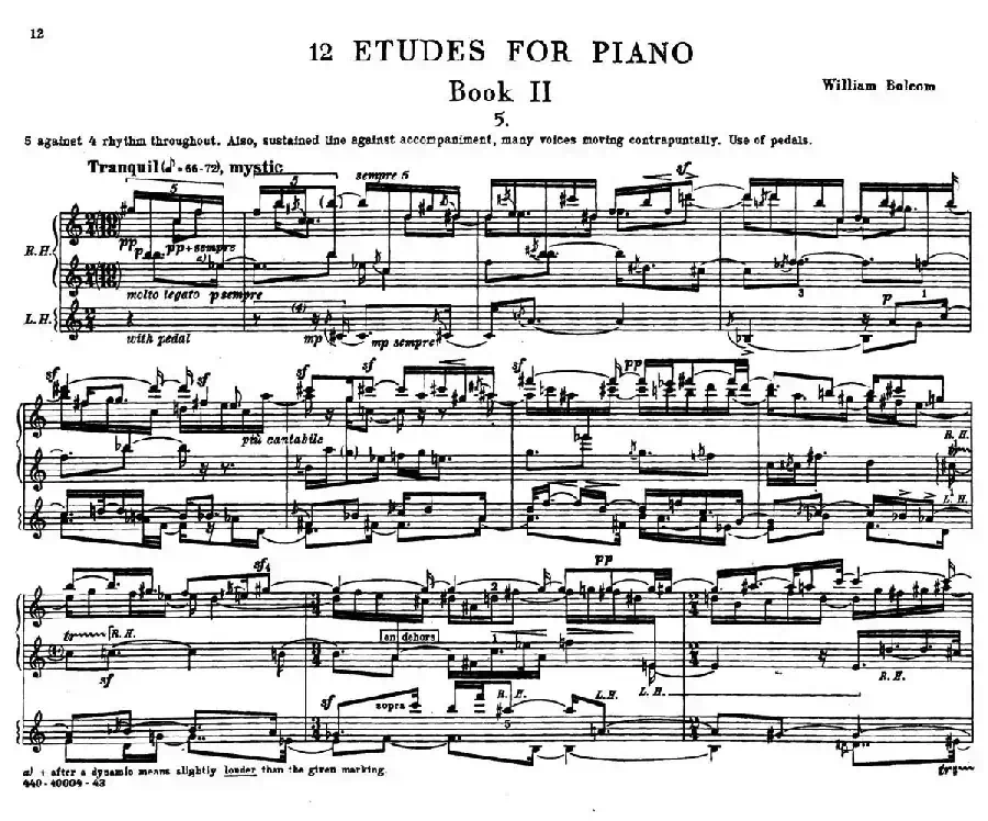 12 Etudes for Piano（博尔科姆12首钢琴练习曲·5）