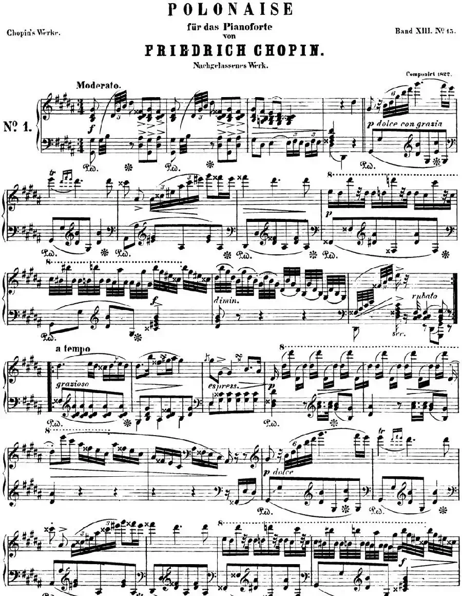 肖邦 波兰舞曲 Op.posth.P.1 No.3 升g小调