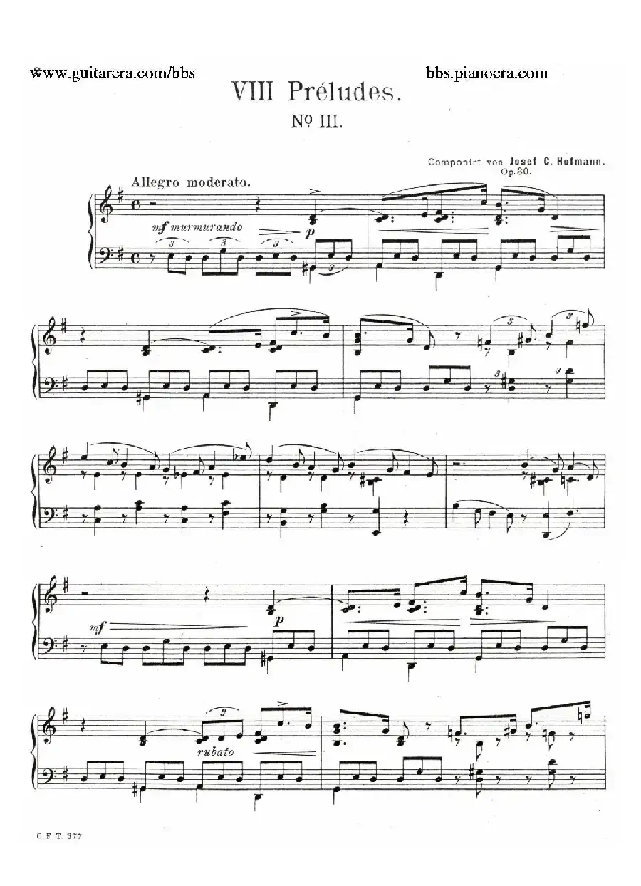 Eight Preludes Op.30（8首前奏曲 3. G大调）