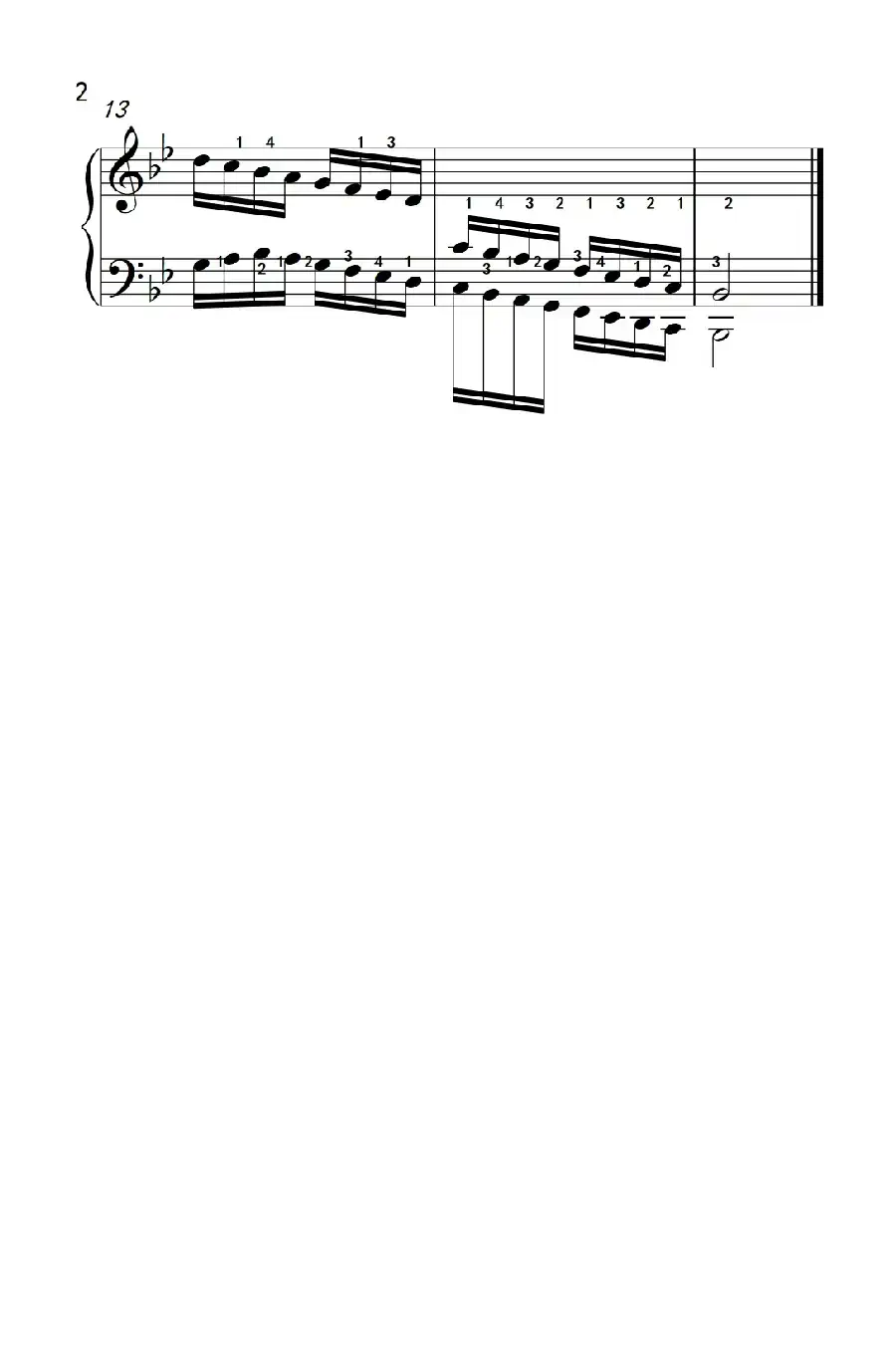 降B大调音阶（反向四个八度）（儿童钢琴练习曲）