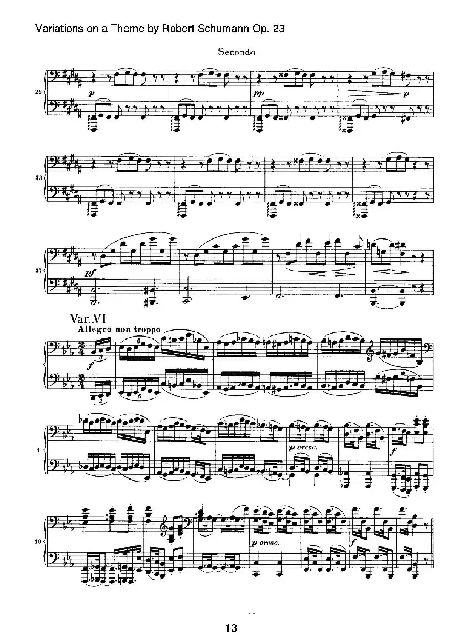 ​Variations on a Theme by Robert Schumann Op.23（舒曼主题变奏曲）（四手联弹）