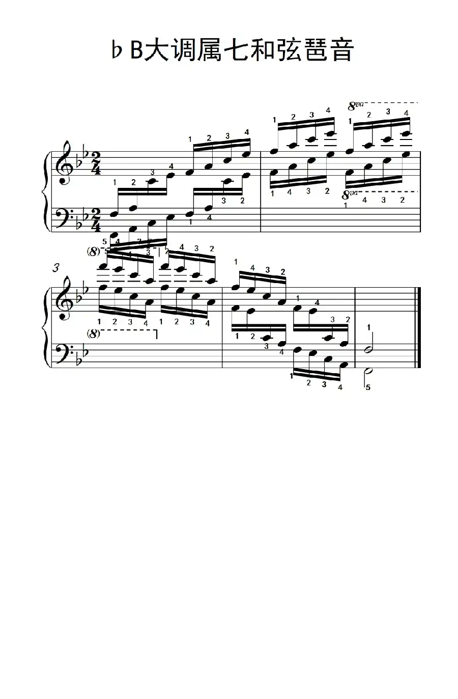 第七级15.♭B大调属七和弦琶音(中央音乐学院 钢琴(业余)考级教程 7-9级)