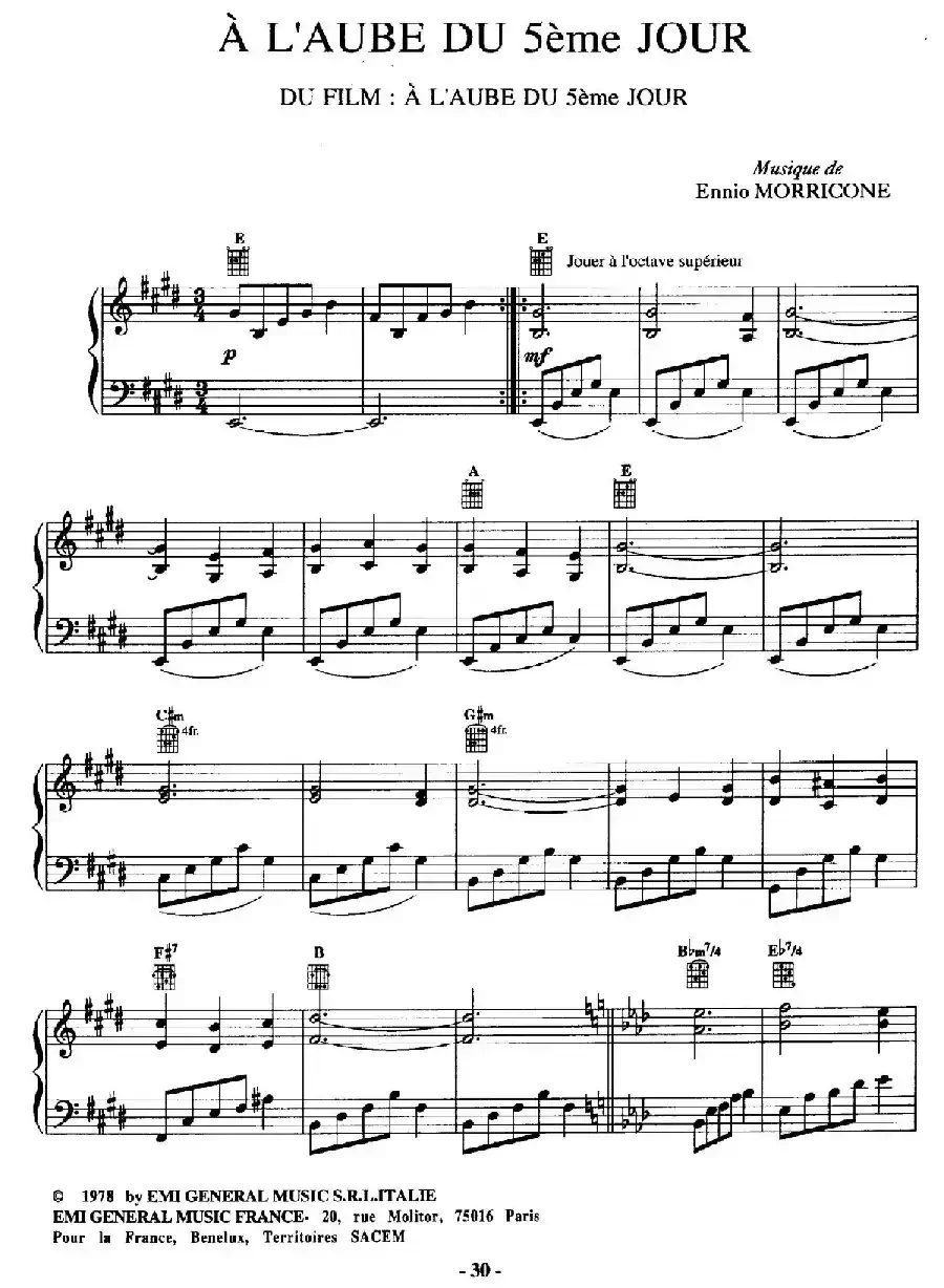 电影配乐大师莫瑞康最佳20首钢琴谱（Best of Ennio Morricone·9）
