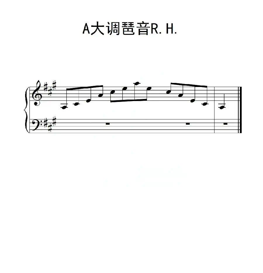 第二级 A大调琶音R H(中国音乐学院钢琴考级作品1~6级)
