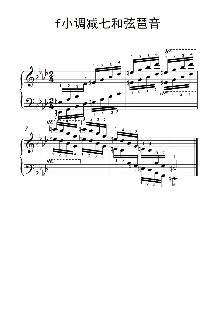 第六级 20.f小调减七和弦琶音（中央音乐学院 钢琴（业余）考级教程 4-6级）