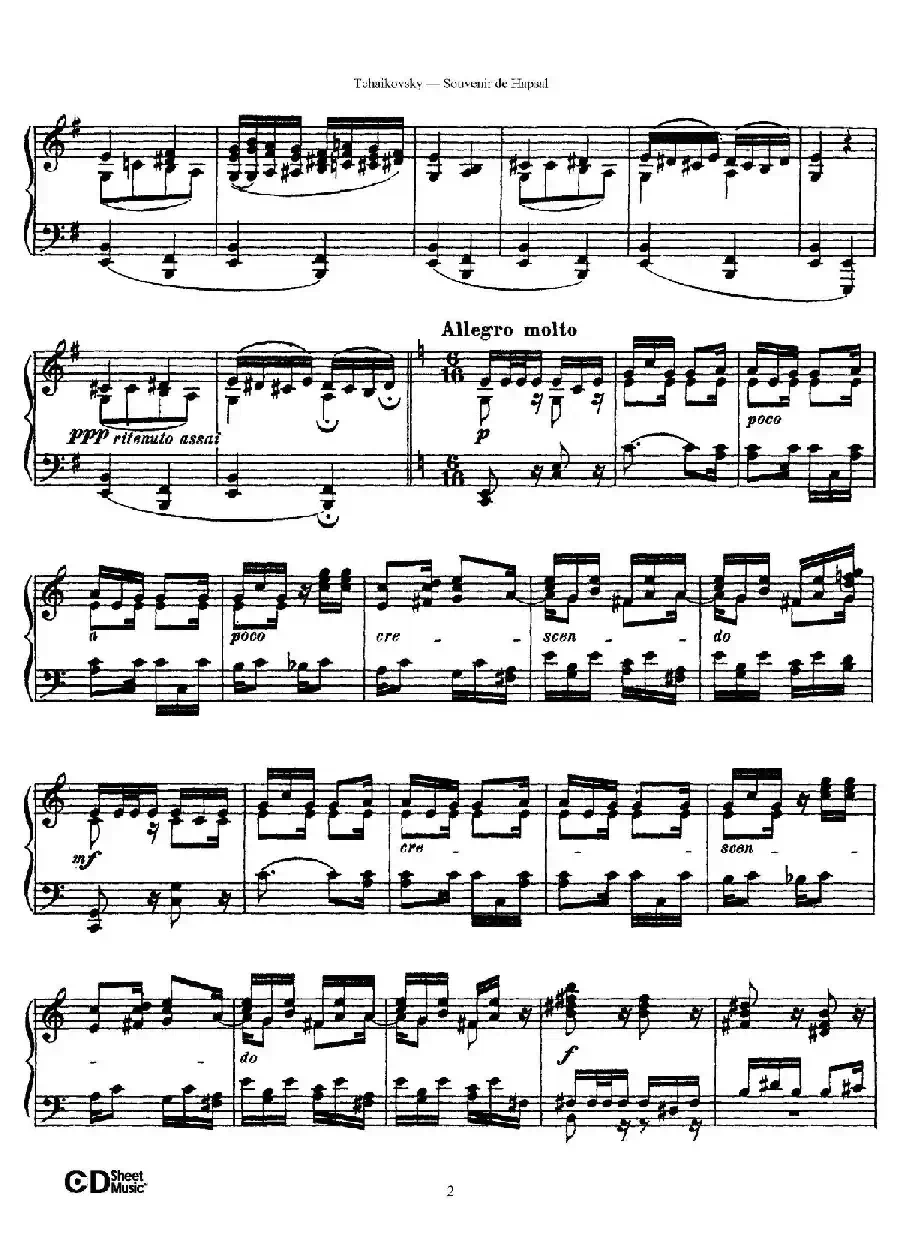 Souvenir de Hapsal Op.2（哈普萨的回忆·1）
