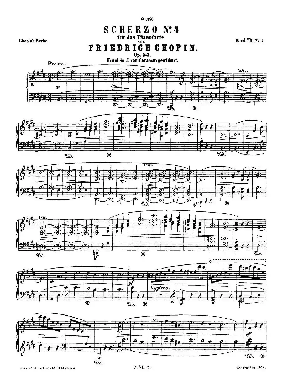 肖邦 钢琴谐谑曲 Chopin Scherzo（No.4  E大调，Op.54）