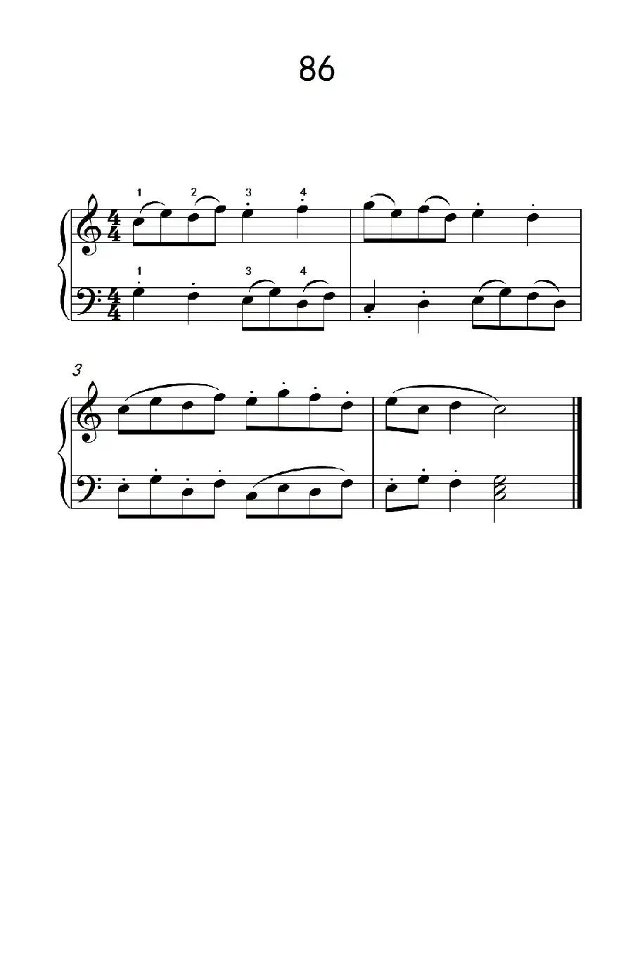 两手不同奏法的练习 86(儿童钢琴手指练习 2)