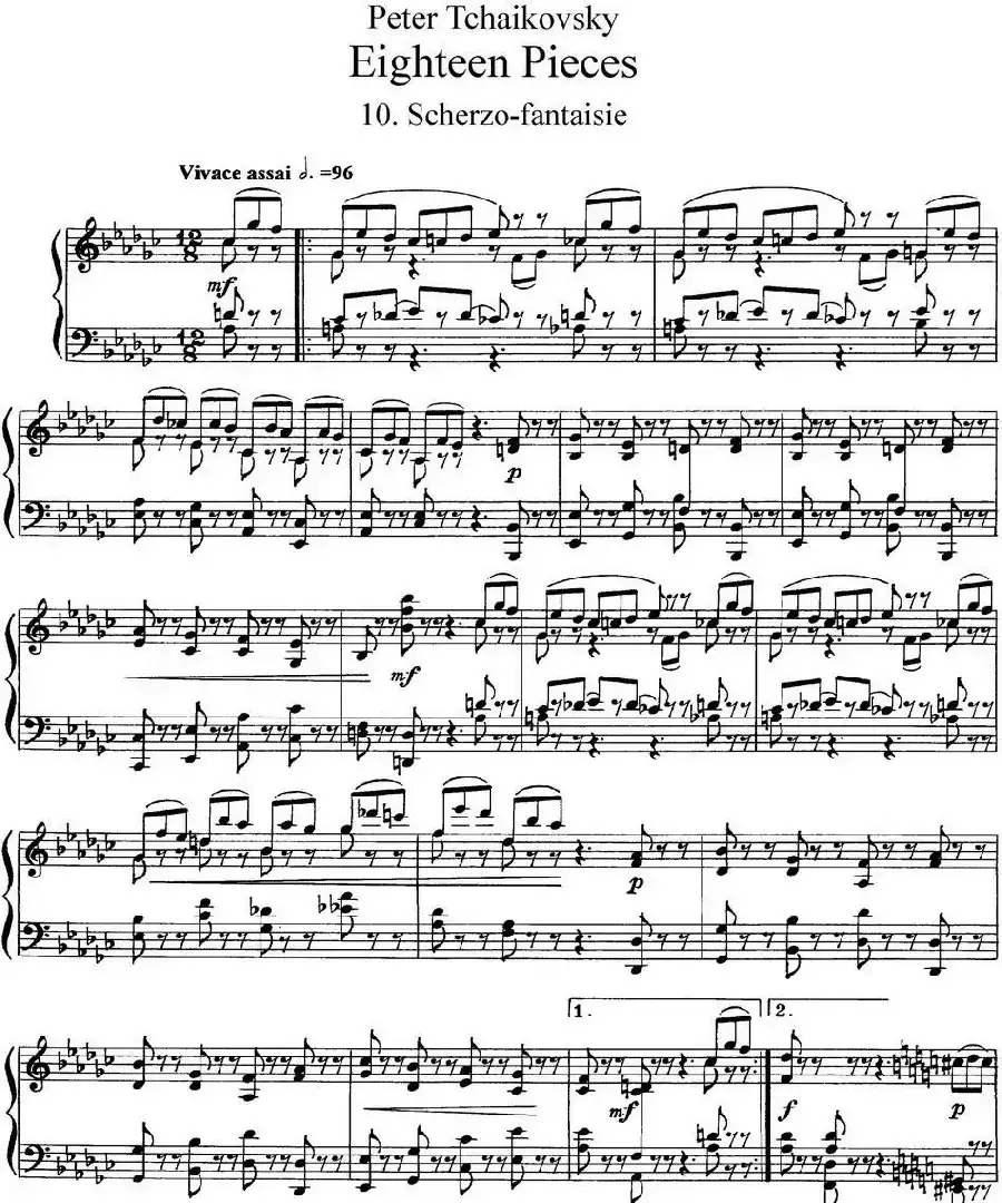 柴可夫斯基18首钢琴小品Op.72（10.Scherzo-fantaisie）