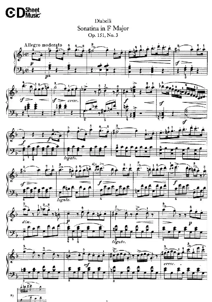 4 Piano Sonatinas（4首钢琴小奏鸣曲）（Op.151 No.3）