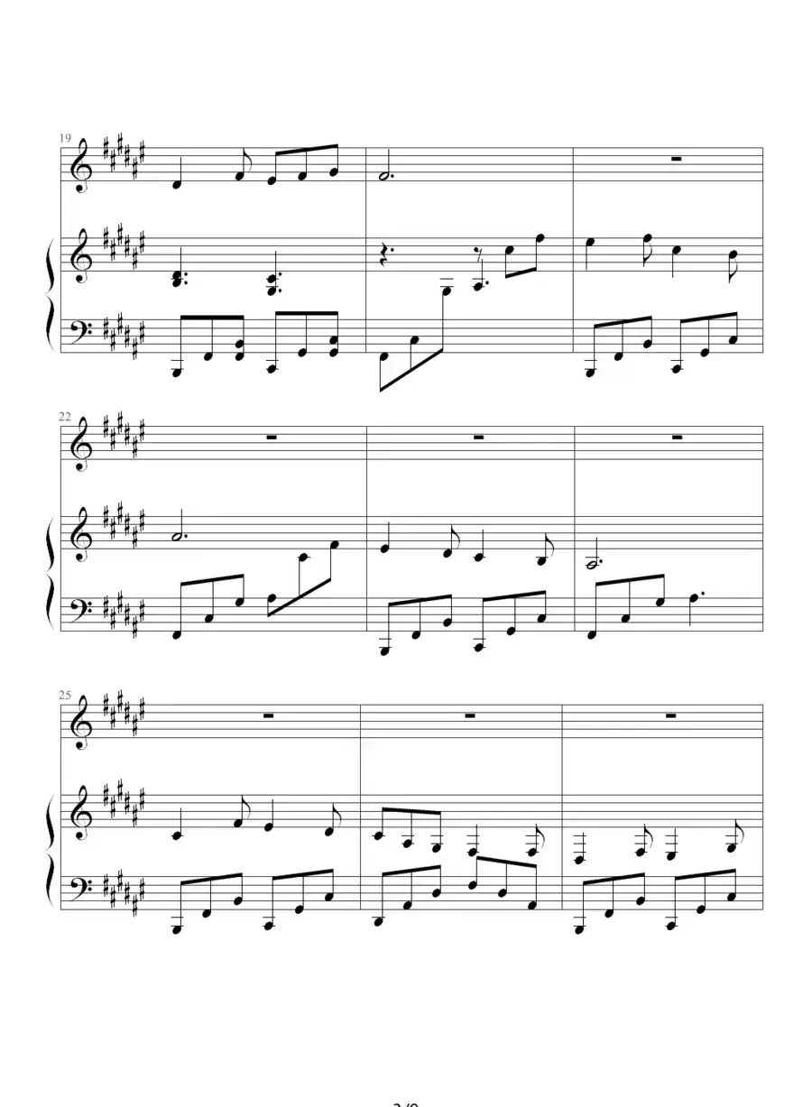 过云雨（钢琴伴奏谱、昨天 记谱制谱版）