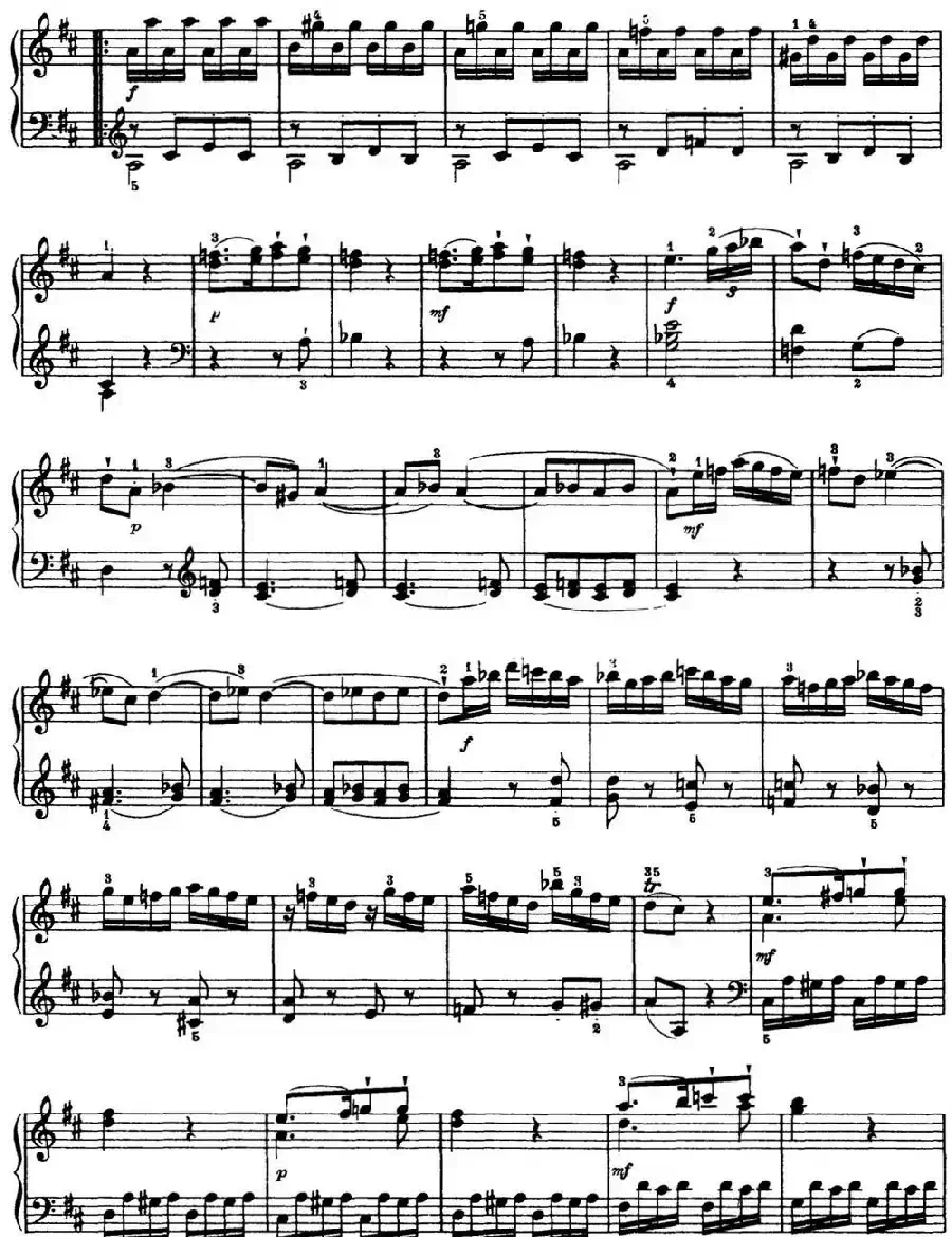 海顿 钢琴奏鸣曲 Hob XVI 14 Partita D major