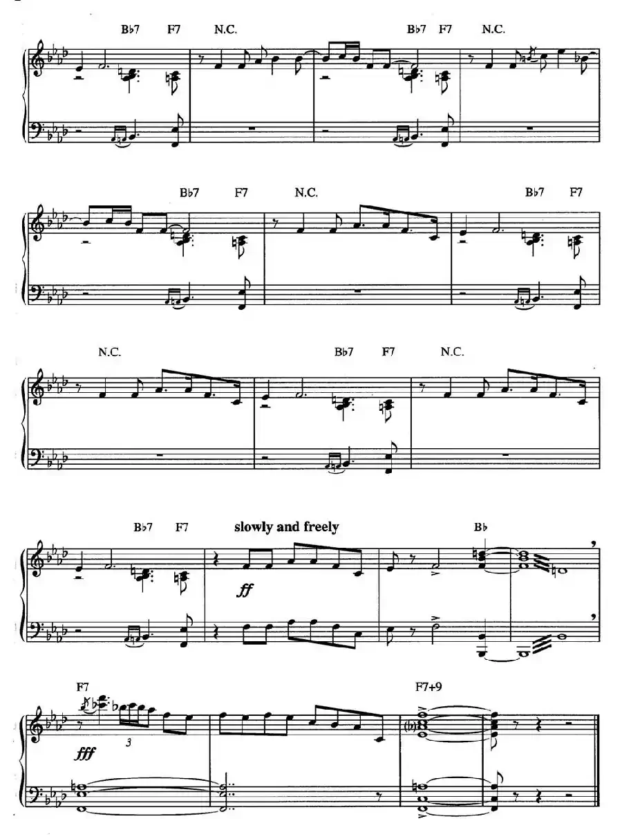 Moanin‘（爵士钢琴酒吧独奏钢琴谱）