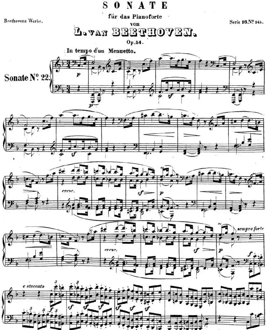 贝多芬钢琴奏鸣曲22 F大调 Op.54 F major