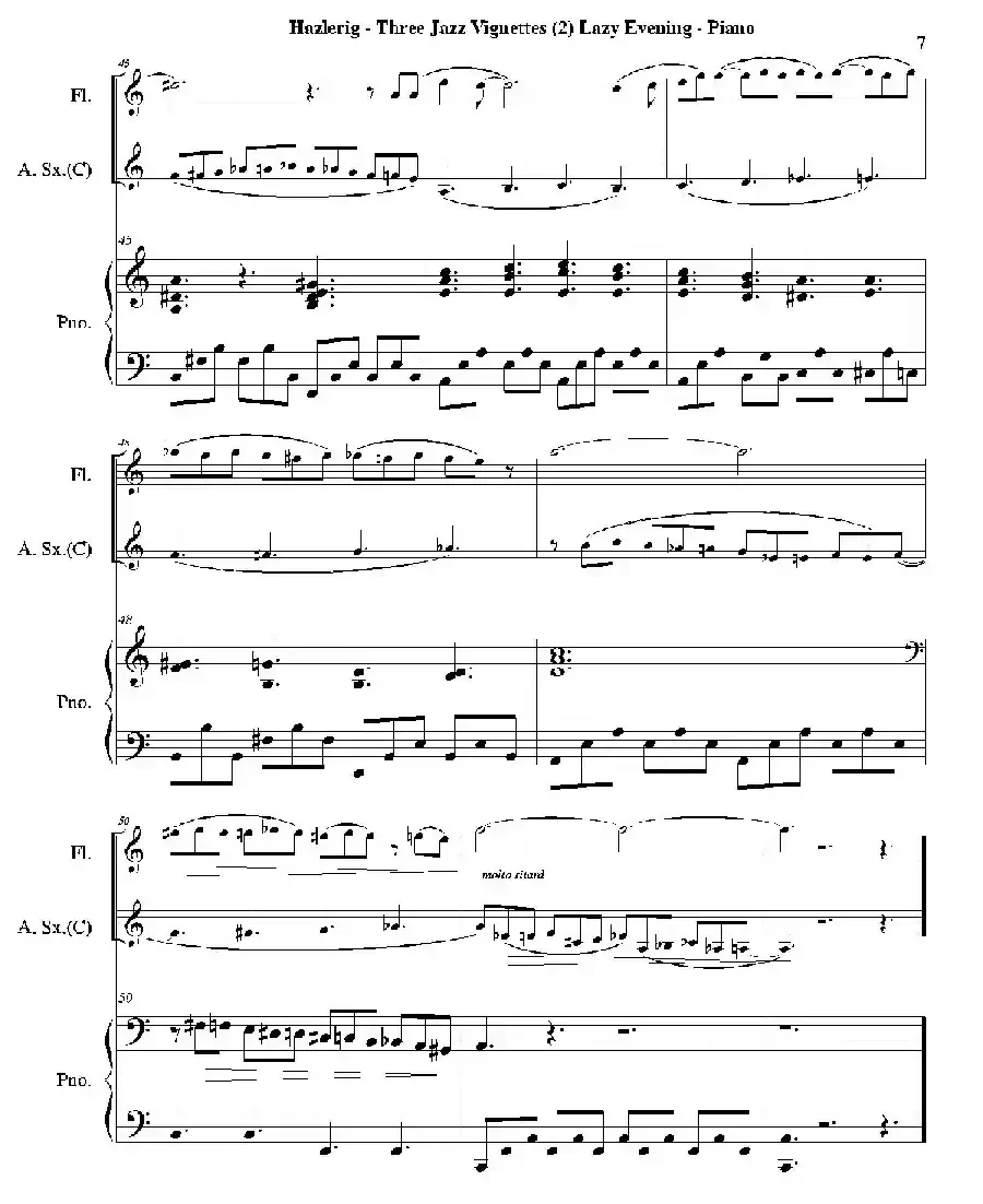 Three jazz vignettes（第二乐章）（三重奏钢琴分谱）