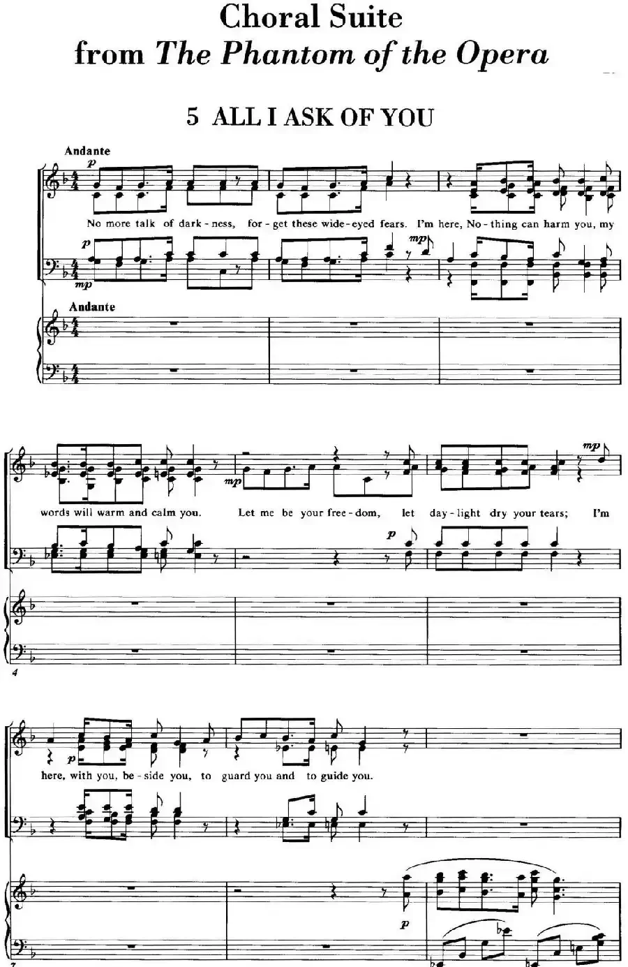 Choral Suite from The Phantom of the Opera（5 ALL I ASK OF YOU、四重奏）