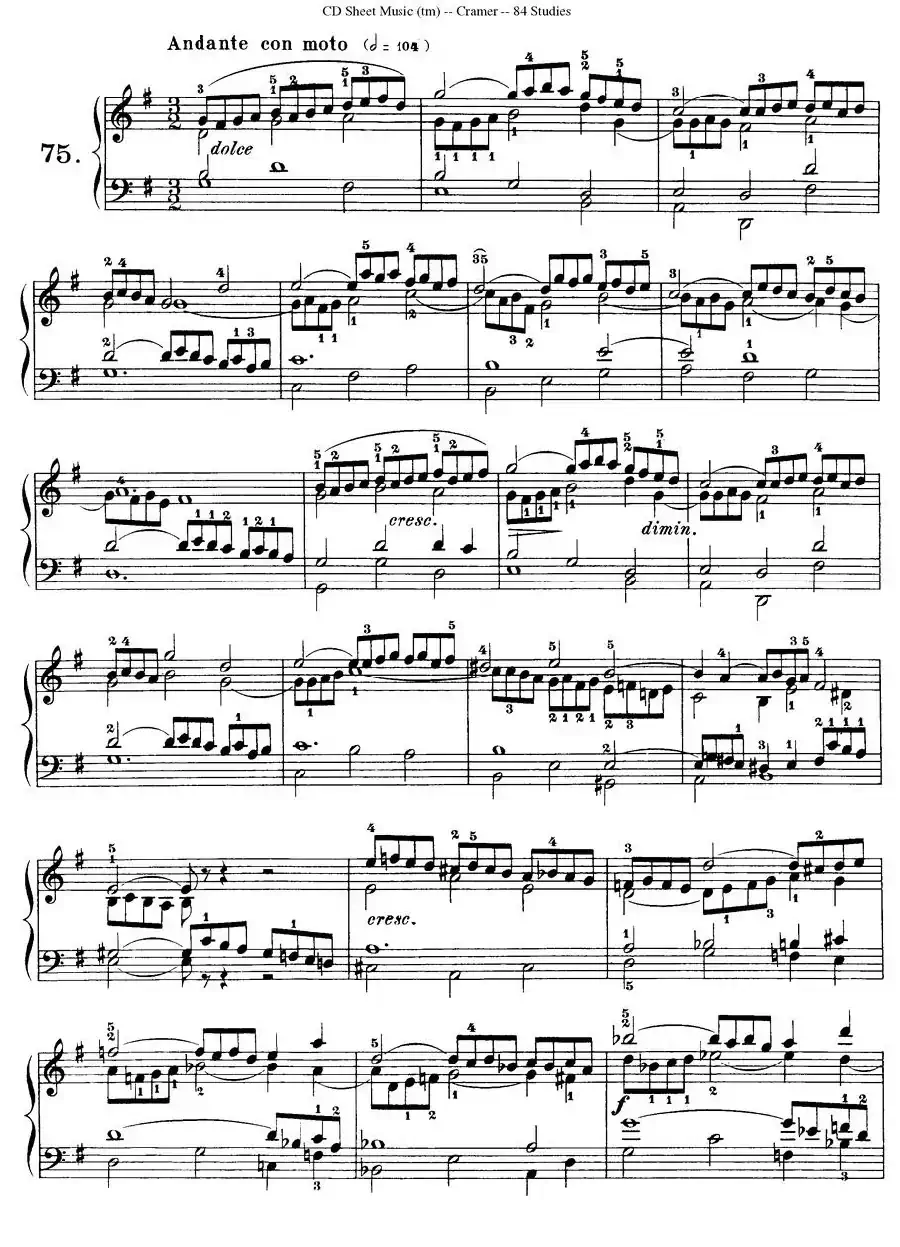 Cramer - 84 exercices（71—75）（克拉莫84首钢琴练习曲）