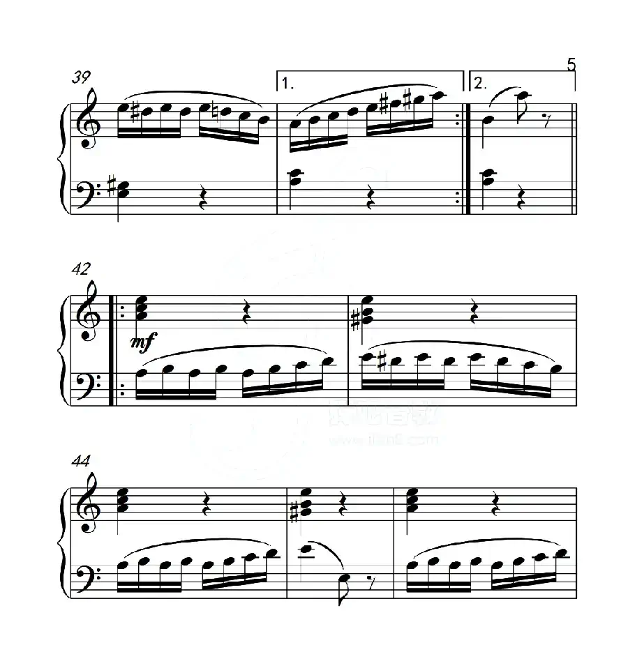 第五级A组 帕格尼尼主题变奏曲（选段）（中国音乐学院钢琴考级作品1~6级）