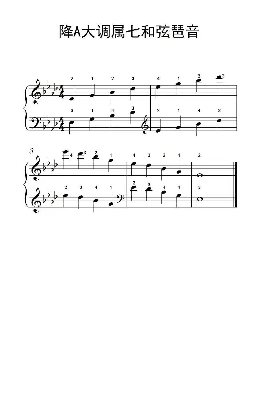 降A大调属七和弦琶音（孩子们的钢琴音阶、和弦与琶音 2）