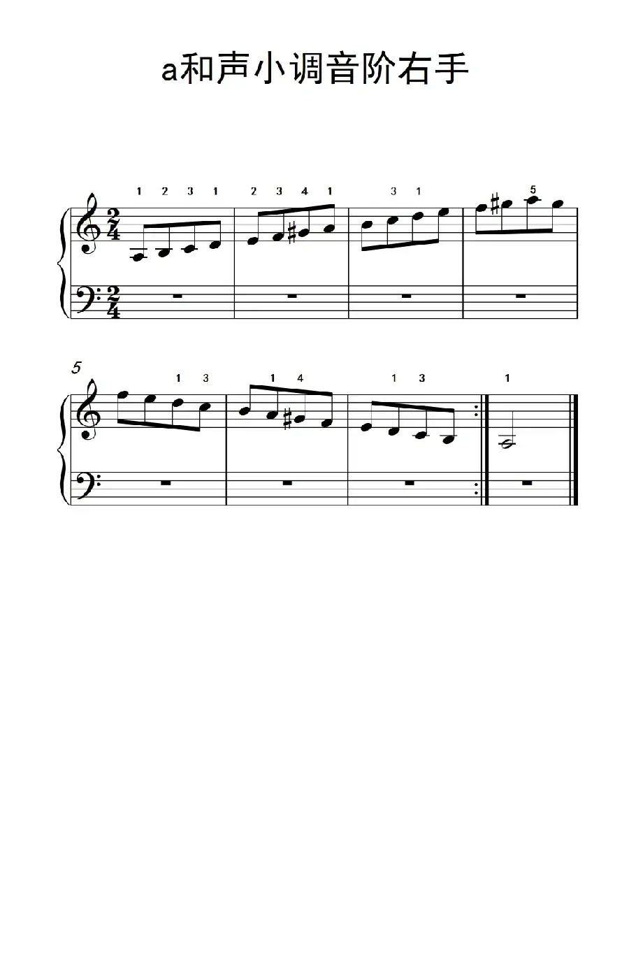 第一级 3.a和声小调音阶右手(中央音乐学院 钢琴(业余)考级教程 1-3级)
